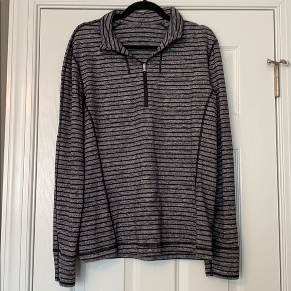 Heathered Grey & Black Striped Lululemon Pullover - Picture 1 of 3